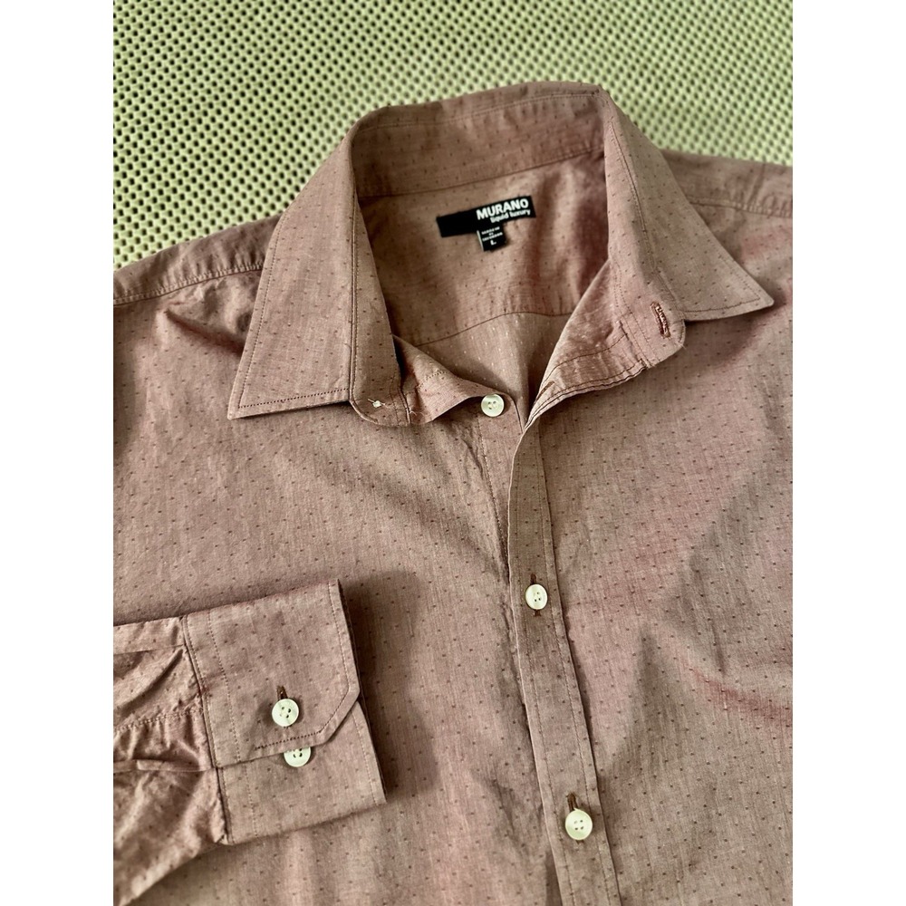 Murano Liquid Luxury Dress Shirt Men Size L Long‎ Sleeve Button Up Down Mauve